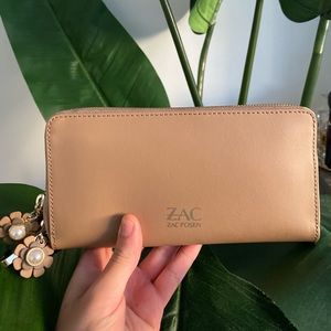Zac posen leather zip wallet